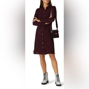Thakoon x RTR 
Crinkled Plaid Shirtdress Plaid Burgundy